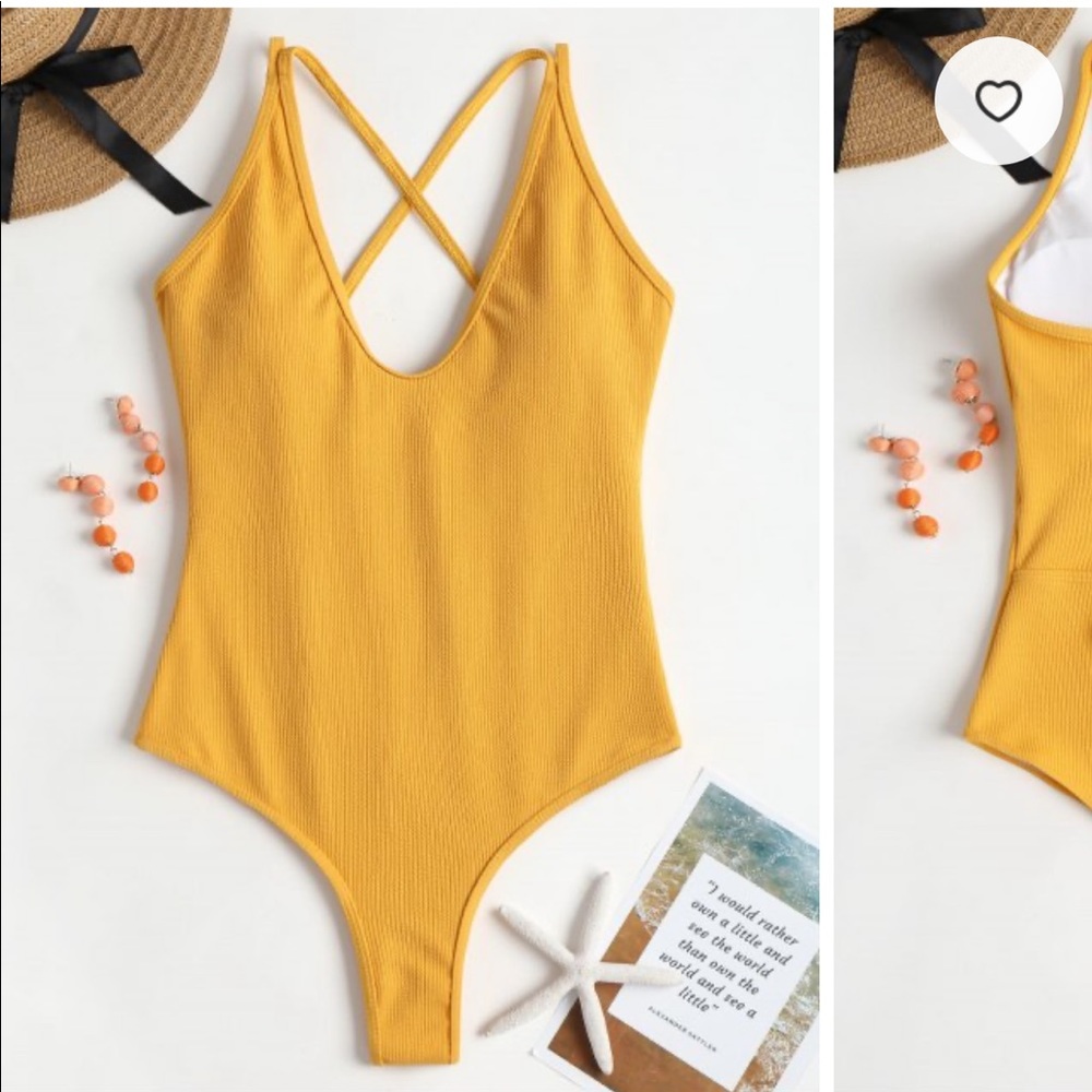 ZAFUL Ribbed High Cut Lace Up Swimwear